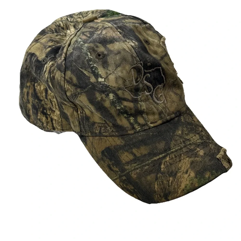 DSG Outerwear Womens Distressed Camo Baseball Cap American Flag Patch Hat